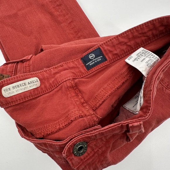 Adriano Goldschmied AG Red Orange The Stevie Slim Straight Ankle Sz‎ 28R - Picture 2 of 10